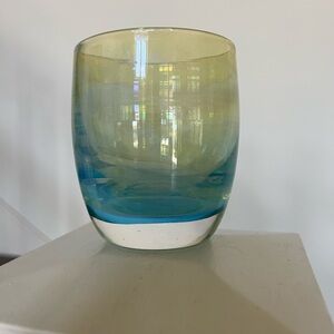 GLASSYBABY Blue and pale gold glass votive/tumbler ✨✨✨